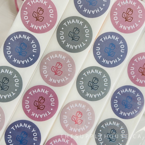 200pcs Mixed Colour Thank You Stickers Rose - Picture 2 of 6